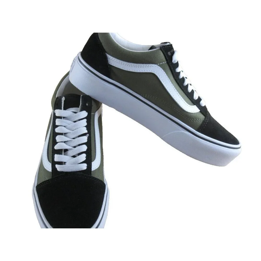 Vans Women's Old Skool Platform Grape Leaf Green Black Platform Shoes Sizes NIB